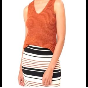 Loft double V sweater tank. Rust color,